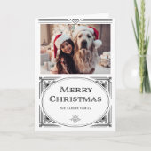 Moderne deco | Elegant zwart-wit met foto Feestdagen Kaart (Voorkant)
