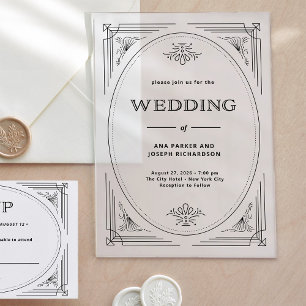 Moderne deco   Elegante bruiloft Acryl Uitnodigingen