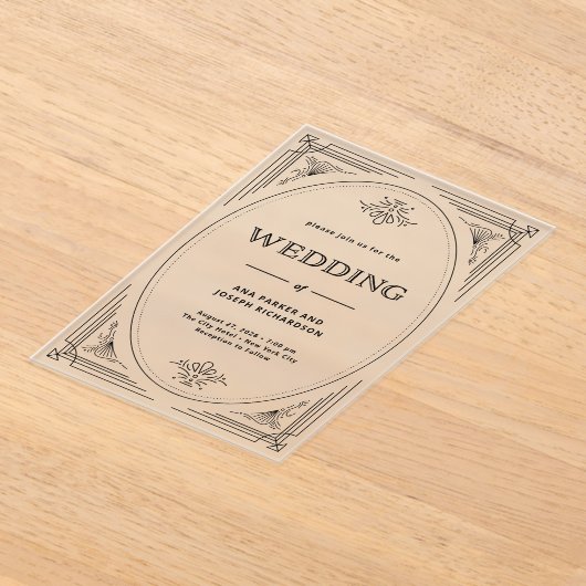 Moderne deco | Elegante bruiloft Acryl Uitnodigingen (Laagn)