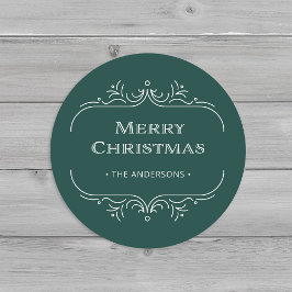 Moderne deco | Elegante groene vrolijke kerst Ronde Sticker