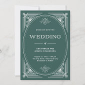 Moderne deco | Elegante vakantie groene bruiloft Kaart (Voorkant)