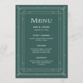 Moderne deco | Elegante vakantie groene bruiloft Menu (Voorkant)