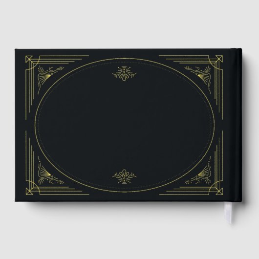 Moderne deco | Elegante zwart en goud folie bruilo Gastenboek (Achterkant)
