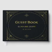Moderne deco | Elegante zwart en goud folie bruilo Gastenboek (Voorkant)
