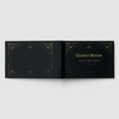 Moderne deco | Elegante zwart en goud folie bruilo Gastenboek (Volledig)