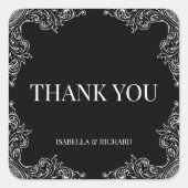 Moderne deco| Elegante zwart-wit bruiloft Vierkante Sticker (Voorkant)