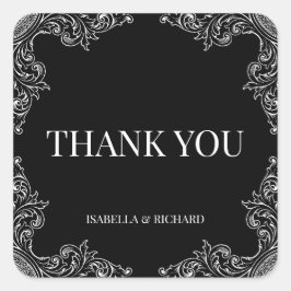 Moderne deco| Elegante zwart-wit bruiloft Vierkante Sticker