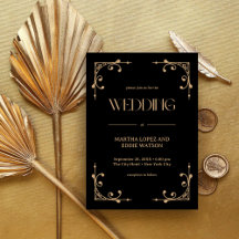 Moderne Deco | Elegante Zwarte en Gouden Bruiloft