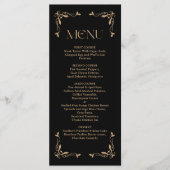 Moderne Deco | Elegante Zwarte en Gouden Bruiloft Menu (Voorkant)