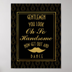 Moderne deco Gold & Black GENTLEMEN BATHROOM Poster
