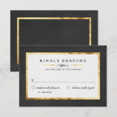 Moderne deco Gold- en zwarte RSVP-kaarten RSVP Kaartje (Voorkant / Achterkant)