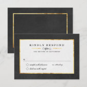 Moderne deco Gold- en zwarte RSVP-kaarten RSVP Kaartje (Voorkant / Achterkant)