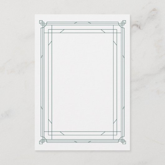 Moderne Deco Groene en Zilveren Bruiloft Gast Deta Informatiekaartje (Achterkant)