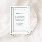 Moderne Deco Groene en Zilveren Bruiloft Gast Deta Informatiekaartje