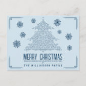 Moderne Deco Kerstboom Sneeuwvlokken Lichtblauw Feestdagenkaart (Voorkant)