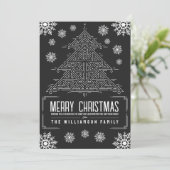 Moderne Deco Kerstboom Sneeuwvlokken Wit Zwart Feestdagenkaart (Staand voorkant)