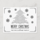Moderne Deco Kerstboom Sneeuwvlokken Zwart Wit Feestdagenkaart (Voorkant)