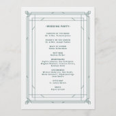 Moderne deco | Licht zilver wit en groen bruiloft Programmakaart (Achterkant)