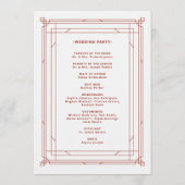 Moderne deco | Licht zilver wit en rood bruiloft Programmakaart (Achterkant)