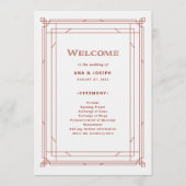 Moderne deco | Licht zilver wit en rood bruiloft Programmakaart (Voorkant)