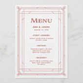 Moderne deco | Licht zilver wit met rode bruiloft Menu (Voorkant)