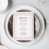 Moderne deco | Licht zilver wit met rode bruiloft Menu
