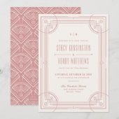 Moderne Deco lijst bruiloft uitnodiging - Roos (Voorkant / Achterkant)