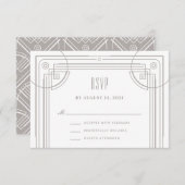 Moderne deco Lijst RSVP Enclosure Kaart - Wit (Voorkant / Achterkant)