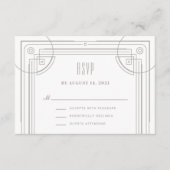 Moderne deco Lijst RSVP Enclosure Kaart - Wit (Voorkant)