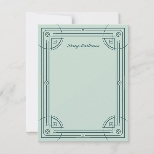Moderne deco Lijst Stationery Note Kaart - Groen (Voorkant)