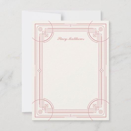Moderne deco Lijst Stationery Note Kaart - Roos (Voorkant)
