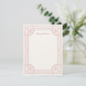 Moderne deco Lijst Stationery Note Kaart - Roos (Staand voorkant)