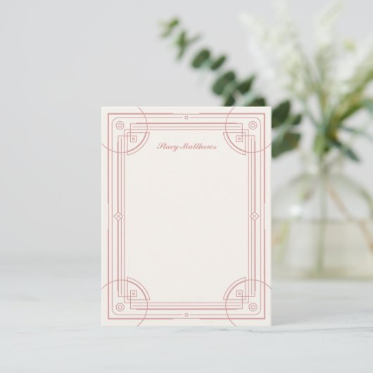 Moderne deco Lijst Stationery Note Kaart - Roos (Staand voorkant)