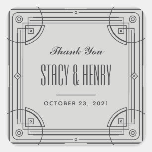 Moderne deco Lijst Wedding Closding Sticker - Grij