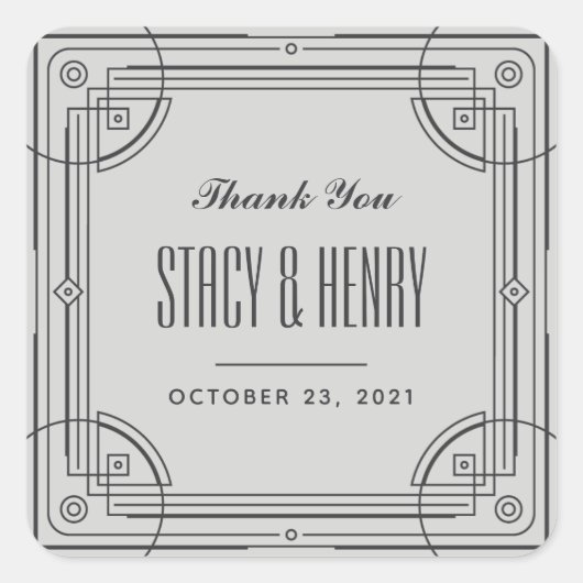 Moderne deco Lijst Wedding Closding Sticker - Grij (Voorkant)