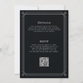 Moderne Deco Onyx Zwart Alles in Een QR Code Huwel Kaart (Achterkant)