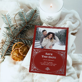 Moderne deco | Red Holiday Photo Save the Date Folie Uitnodiging