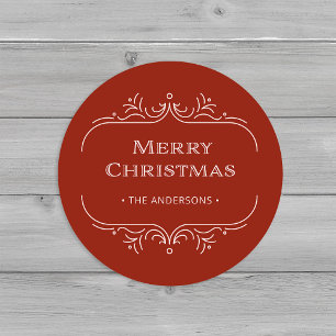 Moderne deco Rood en Blush Roze Vrolijk Kerstfee Ronde Sticker