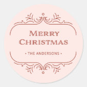 Moderne deco | Roze en rood Vrolijk kerstfeest Ronde Sticker (Voorkant)