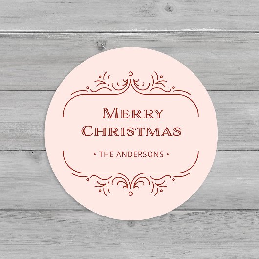 Moderne deco | Roze en rood Vrolijk kerstfeest Ronde Sticker