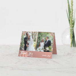 Moderne Deco Roze Zwaan 2 Foto Bruiloft Gevouwen Bedankkaart