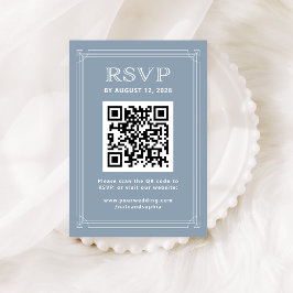 Moderne Deco RSVP met QR-code | Dusty Blue Informatiekaartje