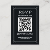 Moderne Deco RSVP met QR-code | Onyx Black Informatiekaartje (Voorkant)