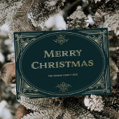 Moderne deco | Smaragdgroen en Kerstfoto Folie Feestdagenkaart