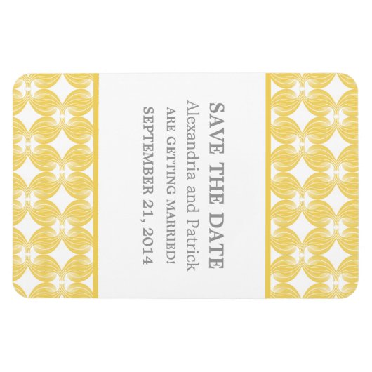 Moderne Deco sparen de Magnetdatum, Geel Magneet (Horizontaal)