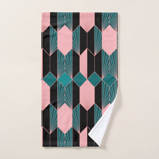 Moderne deco-stijl roze en Blauwgroen Bad Handdoek (Handdoek)