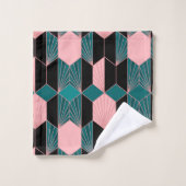 Moderne deco-stijl roze en Blauwgroen Bad Handdoek (Wasdoekje)