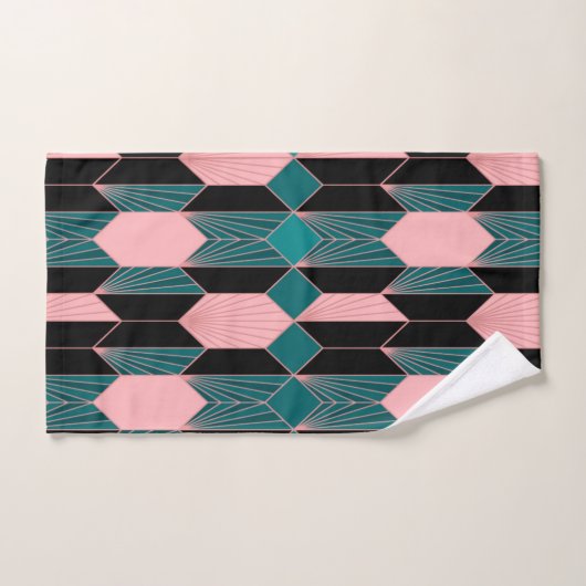 Moderne deco-stijl roze en Blauwgroen Bad Handdoek (Handdoek)
