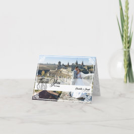 Moderne Deco Witte Zwaan Foto Bruiloft Gevouwen Bedankkaart