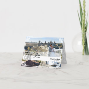 Moderne Deco Witte Zwaan Foto Bruiloft Gevouwen Bedankkaart